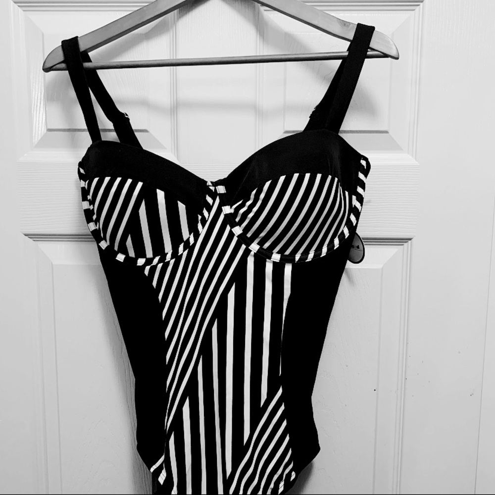 NWT size 14 black & white one piece bathing suit